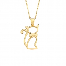 Gümüş Gold Kaplamalı Kedi Kolye G1530KLR2