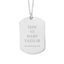 Beyaz Altın Asker Künyesi Kolye AS1127KLR2