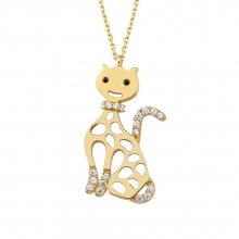 Altın Taşlı Kedi Kolye AYK602KL19