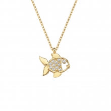 Gümüş Gold Renk Minik Balık Kolye G1566KLR1