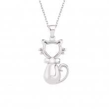 Gümüş Papyonlu Kedi Kolye G1577KL