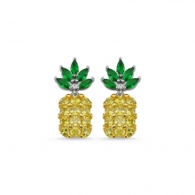 Gümüş Renkli Taşlı Ananas Küpe G79KP
