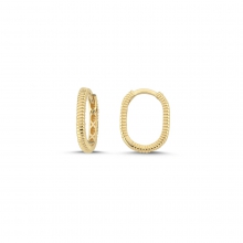 Altın Tırtıklı Oval Halka Küpe AP23006