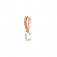 C Harfli Rose Gümüş Tek Küpe G225KP