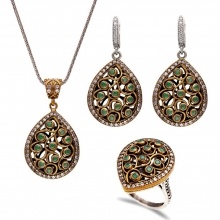 Gümüş Otantik Doğa Motifli Set G38TK