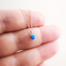 Altın Mavi Taşlı Opal Kolye
