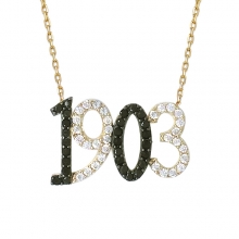 Siyah Beyaz 1903 Yazılı Altın Kolye AS1091KL