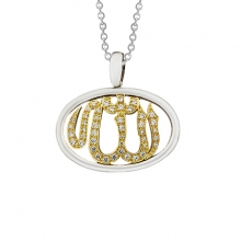 Allah Yazılı Oval Çerçeveli Altın Kolye AS637KL