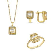 Altın Baget Taşlı Set