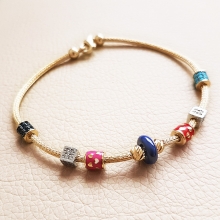 Charm Renkli Taşlı Altın Bileklik