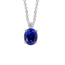 Oval Safir Taşlı Pırlantalı Altın Kolye AS47PKL