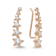 Altın Rose Gold Yıldızlar Earcuf  Küpe AS146KP