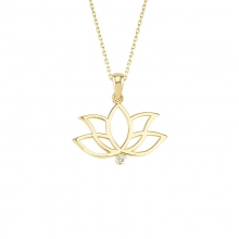 Altın Tektaşlı Lotus Kolyesi AS8KL49