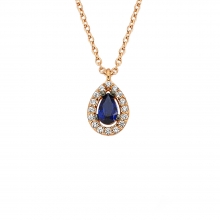 Rose Altın Safir Mavisi Taşlı Anturaj Mini Kolye