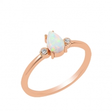 Beyaz Opal Taşlı Rose Altın Yüzük