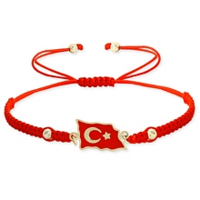Altın Türk Bayraklı İpli Bileklik BLK0093-6290