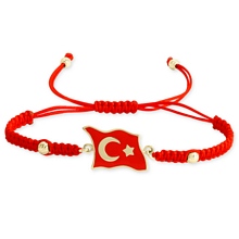 Altın Türk Bayrağı İpli Bileklik FBL0241-6160