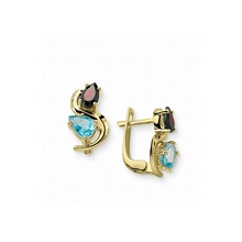 Altın Aqua Taşlı Renkli Küpe FKP0044-1361