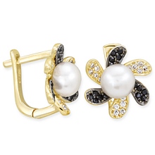  Altın Çiçek Figürlü İnci Küpe FKP0557-6822