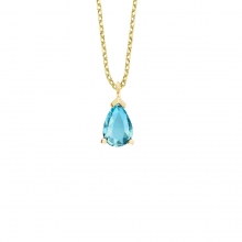 Altın Kaplamalı Aqua Mavi Taşlı Mini Gümüş Kolye