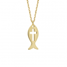 Gümüş Gold Renk Jesus Fish Kolye G1660KLR1