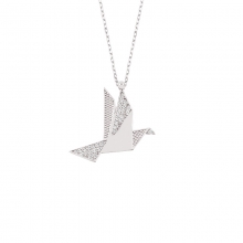 Gümüş Origami Kuş Kolye G1483KL