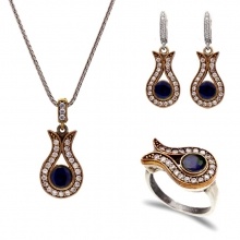 Gümüş Otantik Taşlı Lale Set G41TK