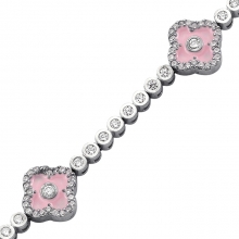 Gümüş Pembe Mineli Suyolu Çiçek Bileklik ASTM020758
