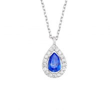 Gümüş Safir Mavisi Damla Taşlı Kolye G1596KL
