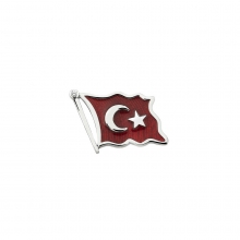 Gümüş Türk Bayraklı Yaka Rozeti G05RZT