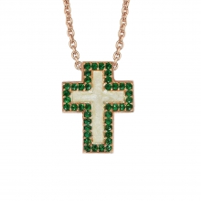 Gümüş Yeşil Taşlı Haç Kolye G829KL