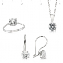 Gümüş Tek Taş Motifli Set TGG343236