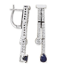 Altın Pırlanta Su Yolu Safir Küpe H000946-6973