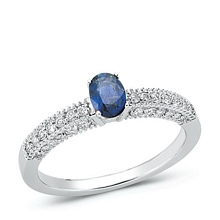 Oval Safir Taşlı Beyaz Altın Yüzük H027008-1231