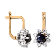 Bronz Altın Pırlanta Safir Küpe H028004-7083