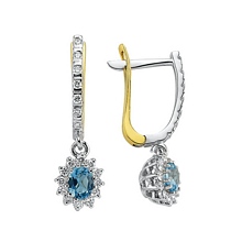 Altın Aqua Marine Taşlı Pırlanta Küpe H029089-1851