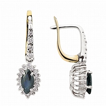 Altın Pırlanta Taşlı Safir Küpe H030308-687