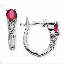 Yakut Taşlı Pırlanta Altın Küpe H032298-1848