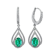 Altın Zümrüt Taşlı Pırlanta Küpe H032722-1875