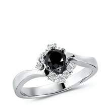 Beyaz Altın Siyah Taşlı Pırlanta Yüzük H0327991884