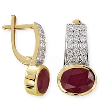 Oval Yakut Taşlı Pırlantalı Küpe H0375333791