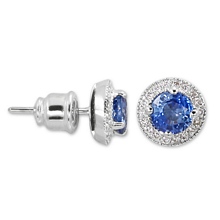 Altın Pırlanta Taşlı Safir Küpe H040577-7121
