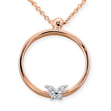 Pırlanta Rose Altın Kelebekli Çember Kolye H0432584366