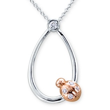 Pırlantalı Rose Beyaz Altın Uğur Böcekli Kolye H0432884393