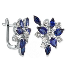 Pırlantalı Beyaz Altın Markiz Damla Safir Küpe H0435204834