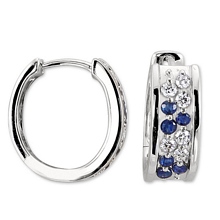 Altın Pırlanta Safir Taşlı Altın Küpe H045609-7043