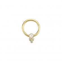 Altın İnci Üç Taş Circle Helix Piercing AS85PC