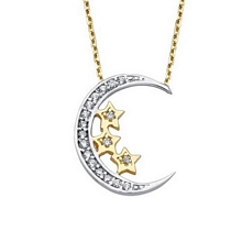 Altın Yıldızlı Ay Kolye  kly00262