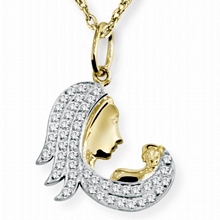 Anne Bebek Altın İki Renk Kolye KLY0125-1348