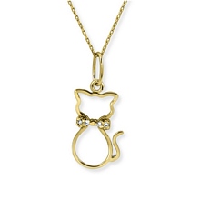 Altın Kedi Figürlü Kolye KLY0211-2179